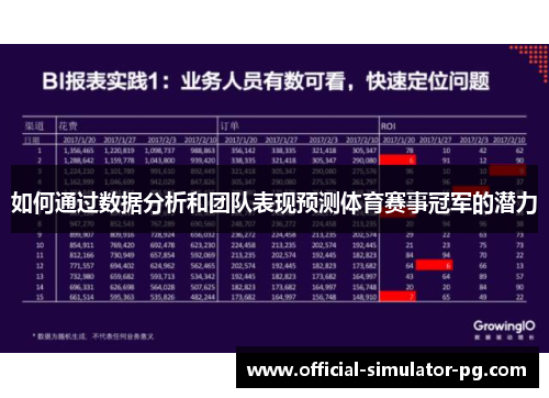 如何通过数据分析和团队表现预测体育赛事冠军的潜力 如何通过数据分析和团队表现预测体育赛事冠军的潜力
